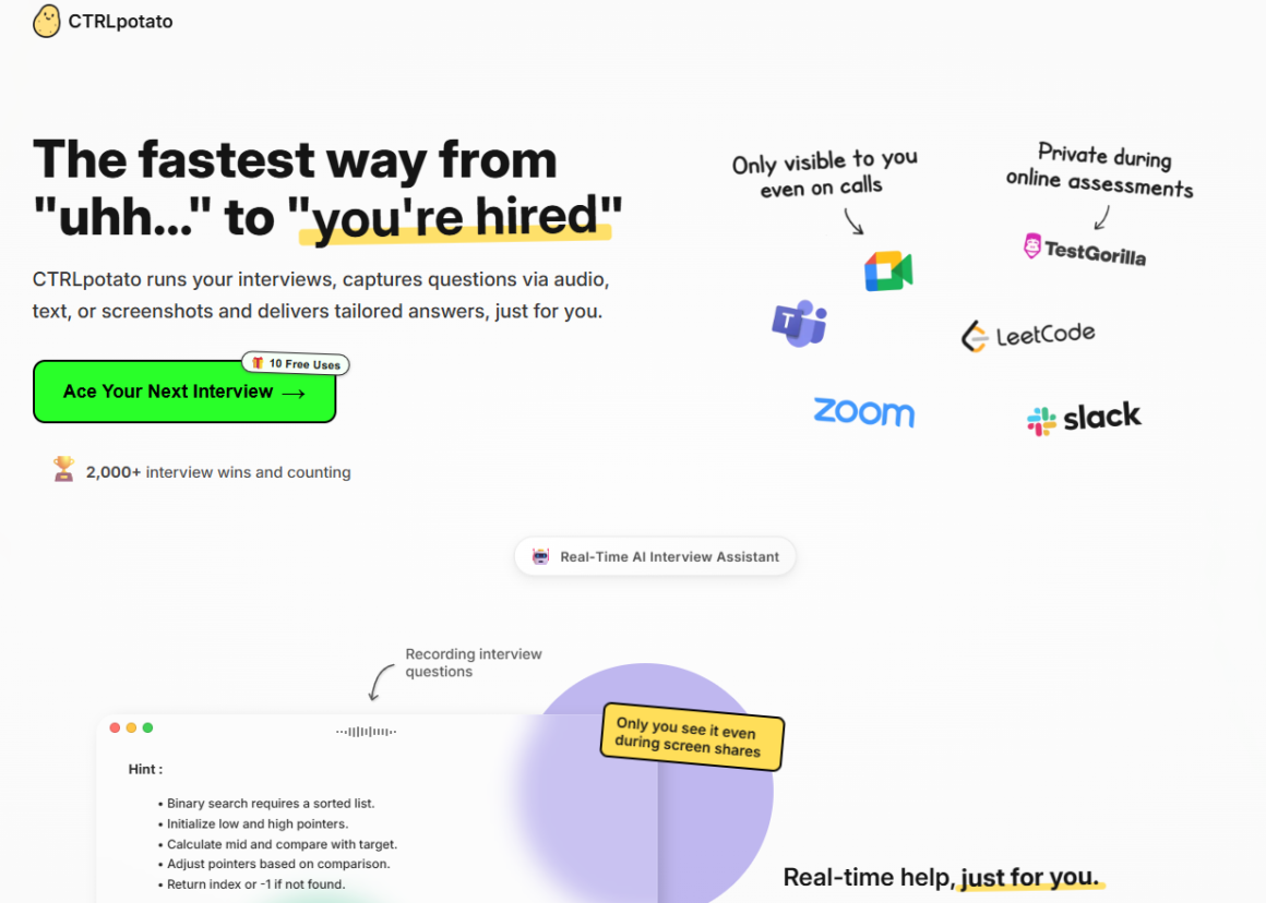 chrome-capture-2025-10-21 CTRLpotato: A IA Discreta que Revoluciona Entrevistas e Testes Online