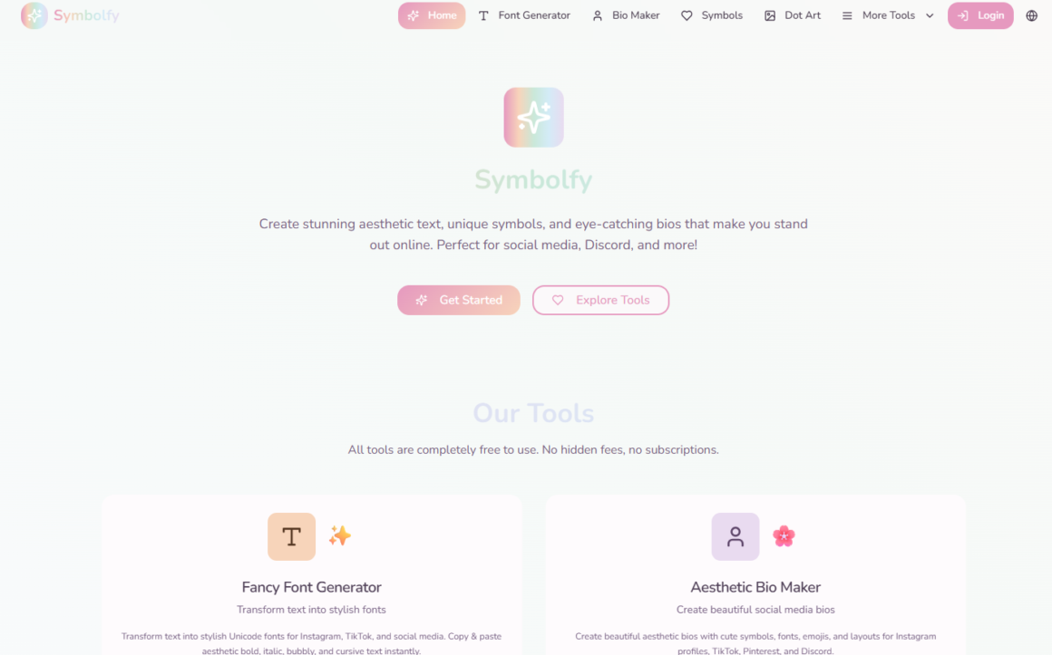chrome-capture-2026-03-30 Symbolfy: a ferramenta de IA que transforma textos comuns em estilos criativos para redes sociais