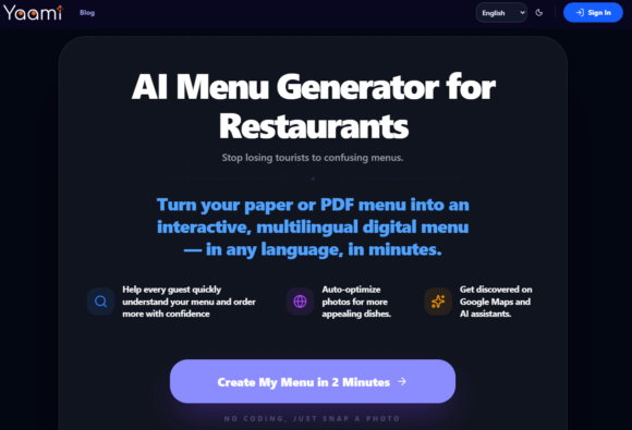 Yaami: a IA que cria menus digitais inteligentes para restaurantes
